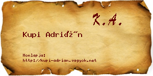 Kupi Adrián névjegykártya